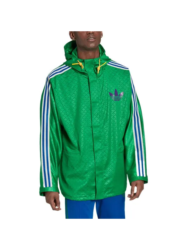 Куртка adidas originals Windbreaker Logo Printing Hooded Drawstring Sports Jacket 'Green' — изображение 3 из 4, зеленый