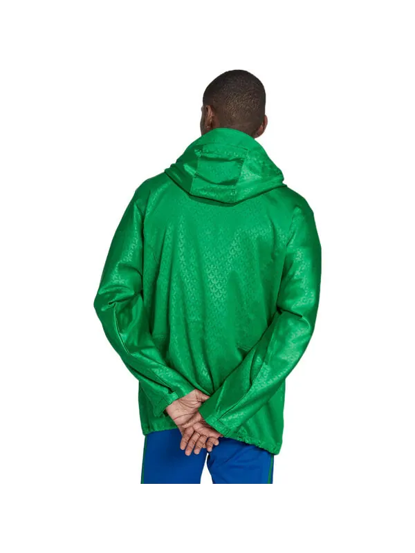 Куртка adidas originals Windbreaker Logo Printing Hooded Drawstring Sports Jacket 'Green' — изображение 4 из 4, зеленый