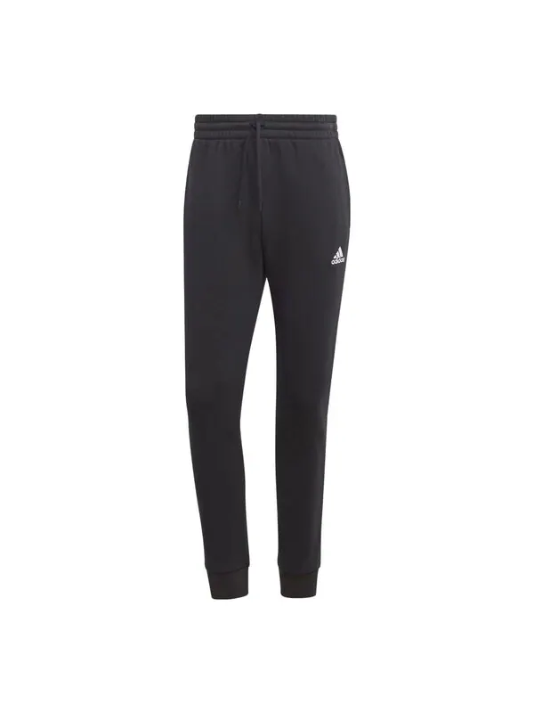 Брюки Essentials флисовые зауженные брюки с манжетами Adidas — изображение 1 из 1, черный/белый