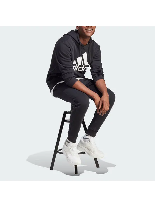 Толстовка adidas Essentials Fleece Big Logo Hoodie 'Black' — изображение 4 из 4, черный/белый