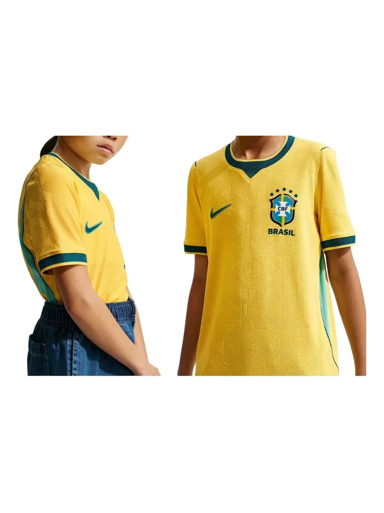 Детская футболка Nike с принтом сборной Бразилии модель Canary Light Menta Geode Teal — изображение 1 из 2, желтый