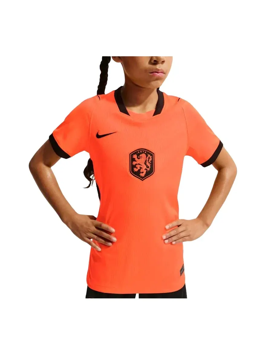 Детская футболка Nike Netherlands National Team 2026 Stadium Home Dri-FIT Soccer Jersey Hyper Crimson Black, оранжевый