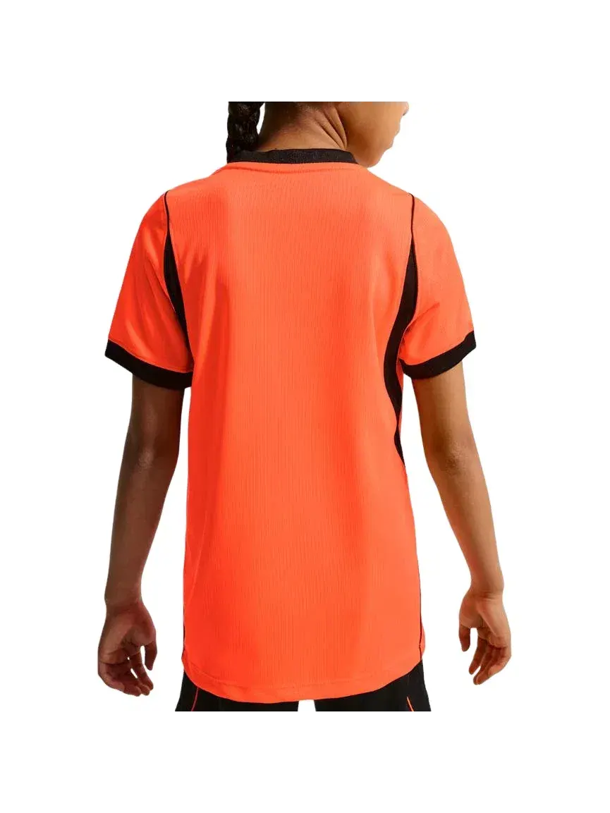 Детская футболка Nike Netherlands National Team 2026 Stadium Home Dri-FIT Soccer Jersey Hyper Crimson Black, оранжевый