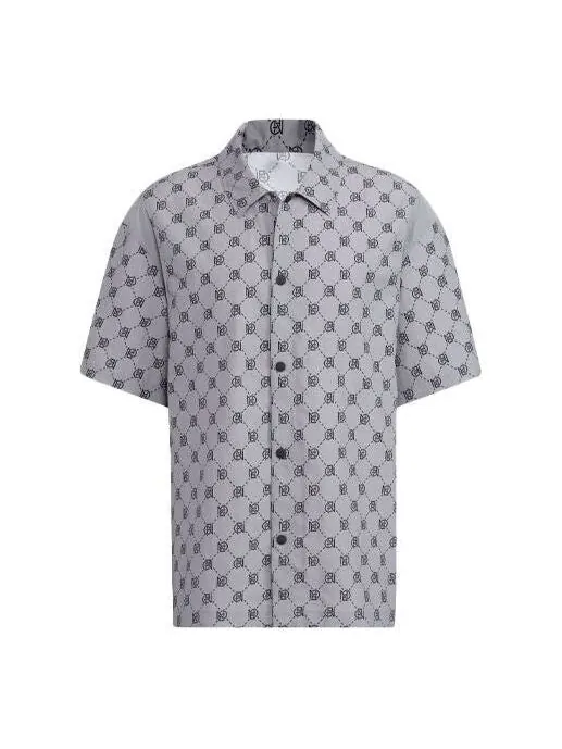 Рубашка Men's adidas neo Pattern Full Print Athleisure Casual Sports Short Sleeve Shirt Gray — изображение 1 из 4, мульти