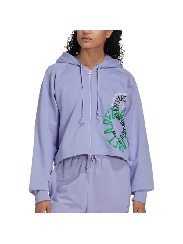 Толстовка by stella mccartney cropped hoodie Adidas — изображение 2 из 4, фиолетовый