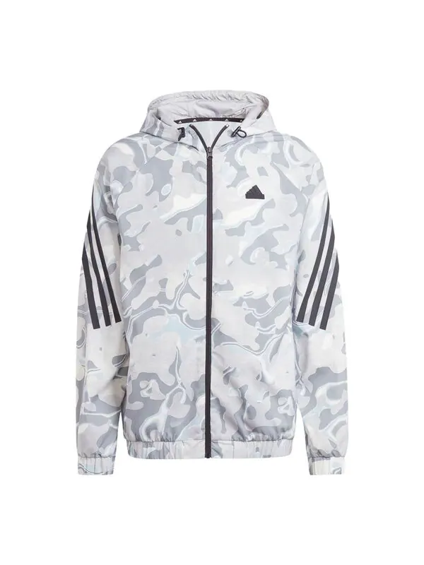 Куртка future icons с принтом по всей поверхности, Куртка с капюшоном на молнии Adidas — изображение 1 из 1, белый