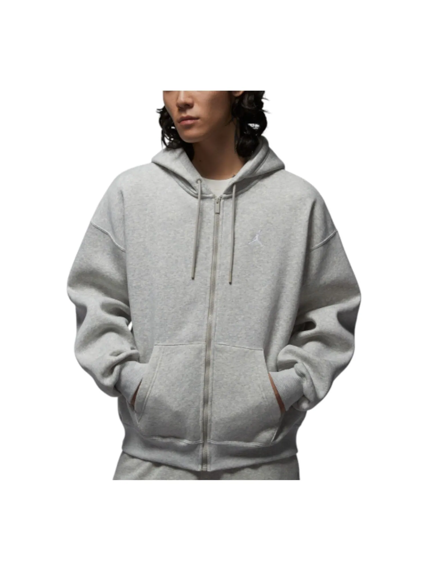 Худи Air Jordan Brooklyn Fleece Oversized Full-Zip Hoodie 'Grey Heather' — изображение 1 из 4, серый