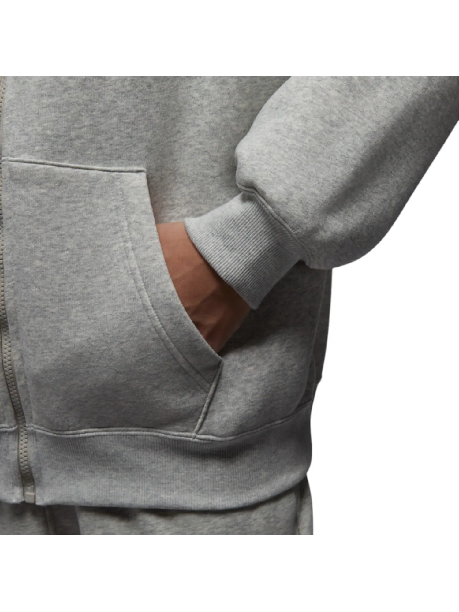 Худи Air Jordan Brooklyn Fleece Oversized Full-Zip Hoodie 'Grey Heather' — изображение 3 из 4, серый