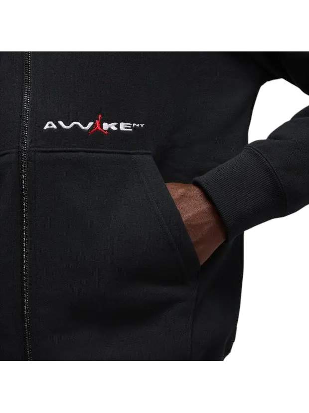 Худи Air Jordan x Awake NY Full-Zip Fleece Hoodie 'Black' — изображение 3 из 5, черный