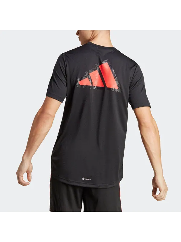 Футболка Adidas Workout Base Logo Tee 'Black Transparent' — изображение 3 из 4, черный/прозрачный