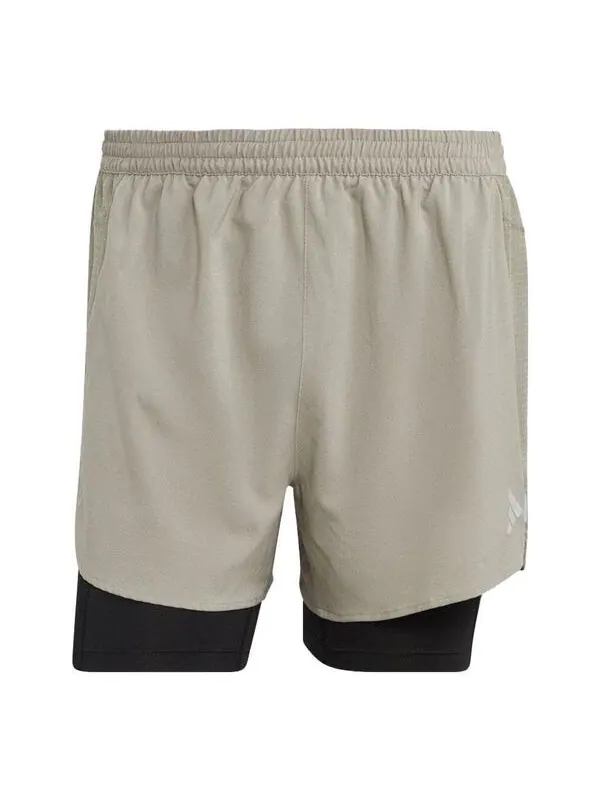 Шорты adidas Designed 4 Running 2-in-1 Shorts 'Silver Pebble' — изображение 1 из 4, серебристый