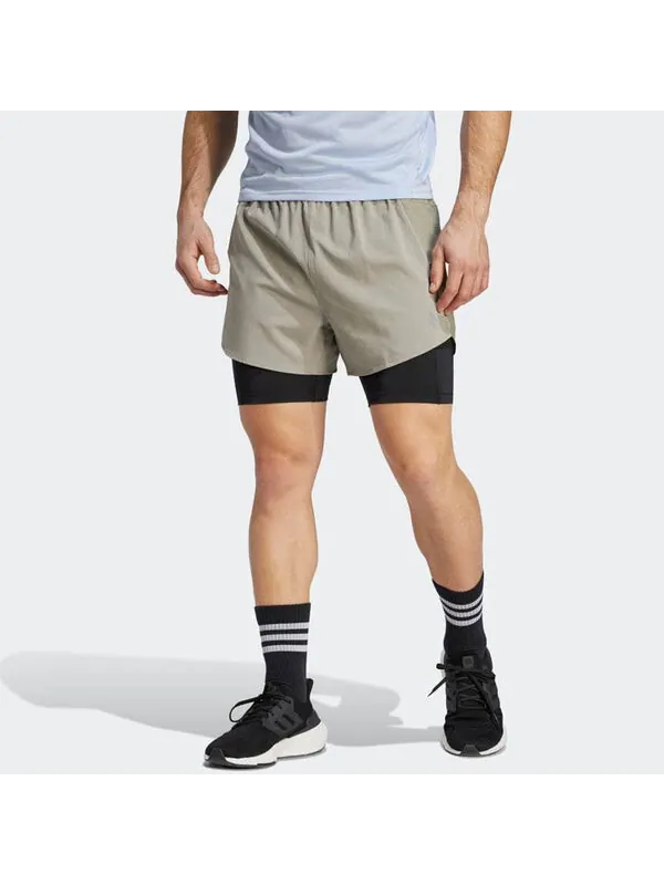 Шорты adidas Designed 4 Running 2-in-1 Shorts 'Silver Pebble' — изображение 2 из 4, серебристый