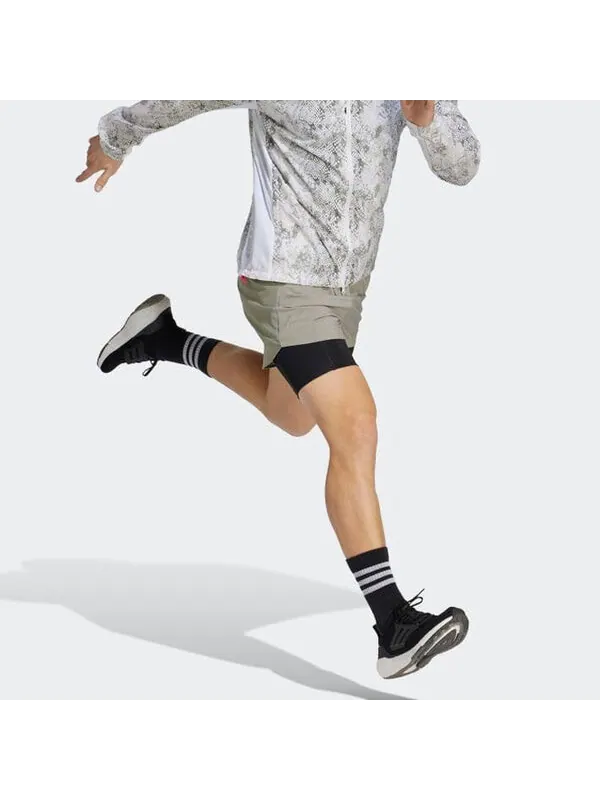 Шорты adidas Designed 4 Running 2-in-1 Shorts 'Silver Pebble' — изображение 4 из 4, серебристый