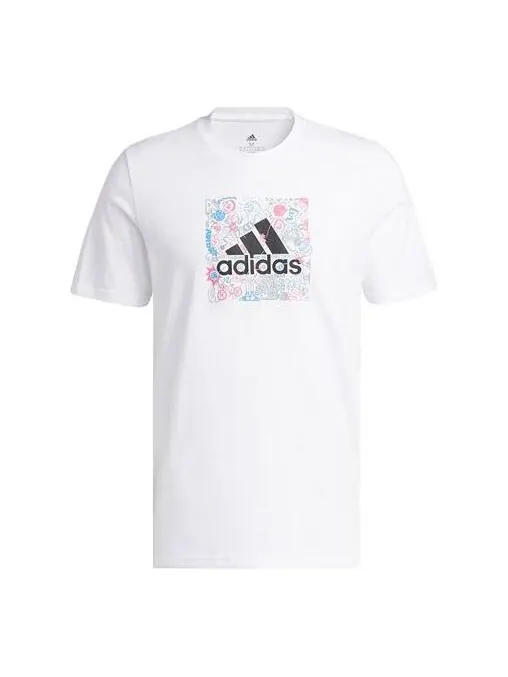 Футболка Men's adidas Minimalistic Alphabet Large Logo Printing Casual Round Neck Short Sleeve — изображение 1 из 3, мульти