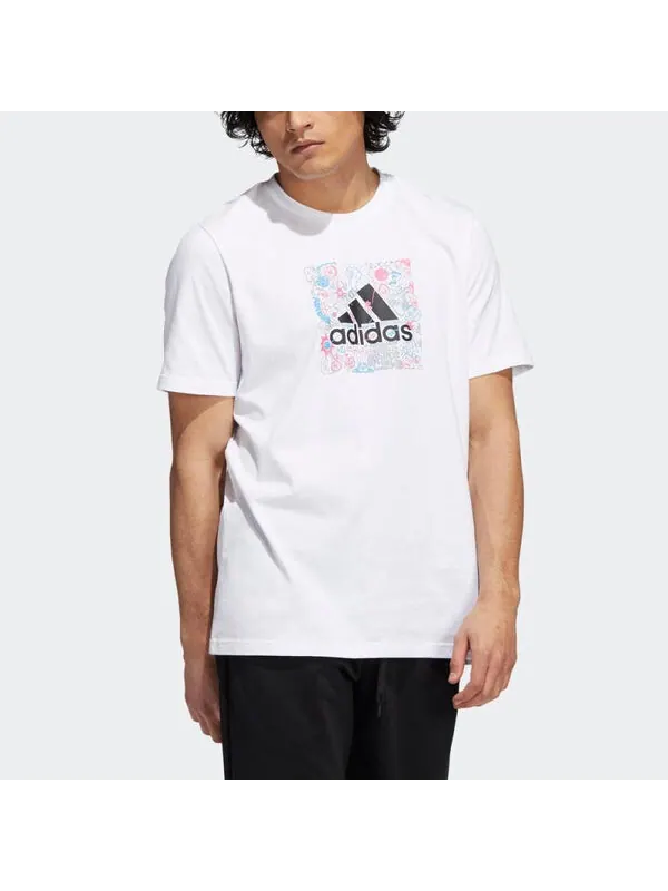 Футболка Men's adidas Minimalistic Alphabet Large Logo Printing Casual Round Neck Short Sleeve — изображение 2 из 3, мульти