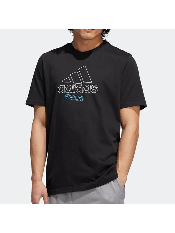 Футболка Men's adidas Minimalistic Alphabet Large Logo Printing Athleisure Casual Sports Round Neck — изображение 2 из 3