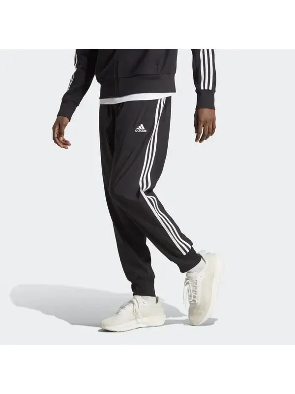 Брюки aeroready essentials с зауженными манжетами, плетеные брюки с тремя полосками Adidas — изображение 2 из 4, черный/белый