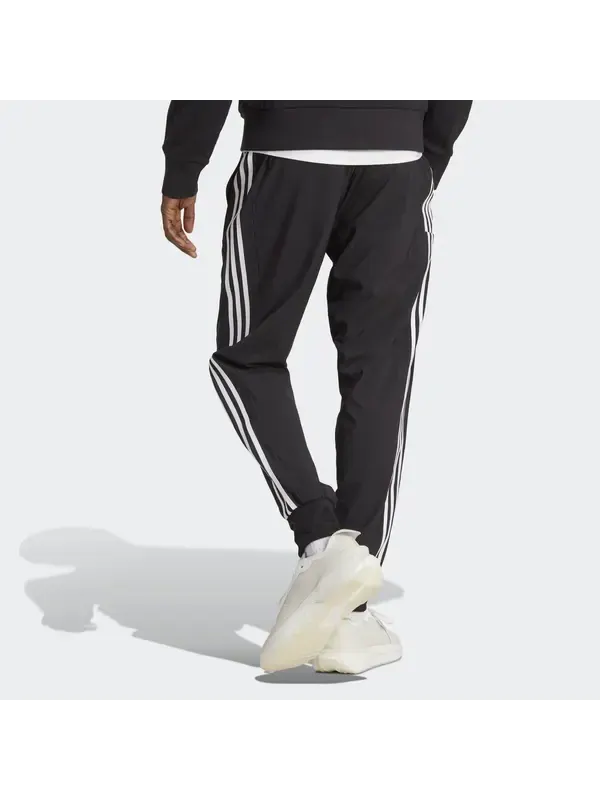 Брюки aeroready essentials с зауженными манжетами, плетеные брюки с тремя полосками Adidas — изображение 3 из 4, черный/белый
