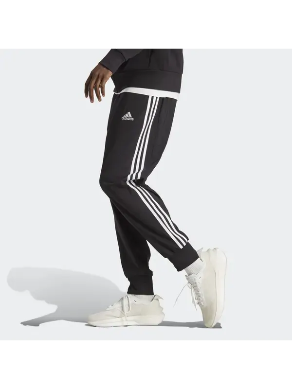 Брюки aeroready essentials с зауженными манжетами, плетеные брюки с тремя полосками Adidas — изображение 4 из 4, черный/белый