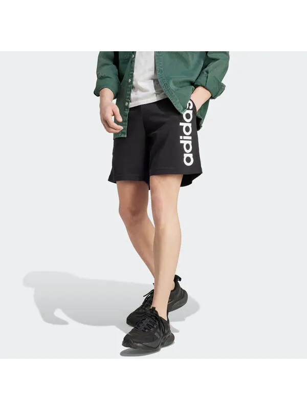 Шорты aeroready essentials из одинарного джерси с линейным логотипом Adidas — изображение 2 из 4, черный/белый
