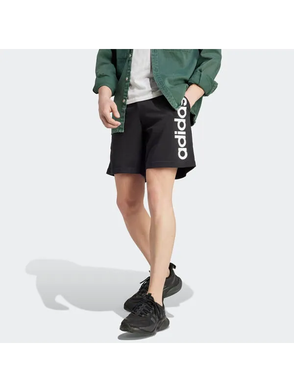Шорты aeroready essentials из одинарного джерси с линейным логотипом Adidas — изображение 4 из 4, черный/белый