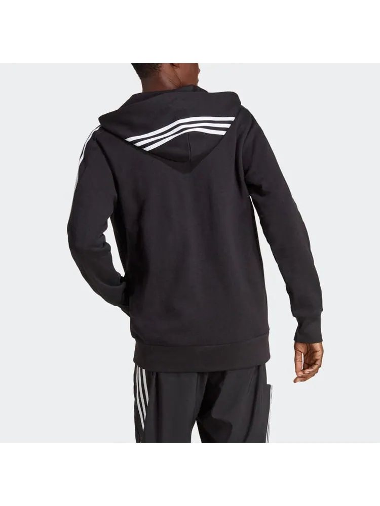 Худи adidas French Terry 3-Stripes Full-Zip Hoodie 'Black White' — изображение 3 из 4, черный