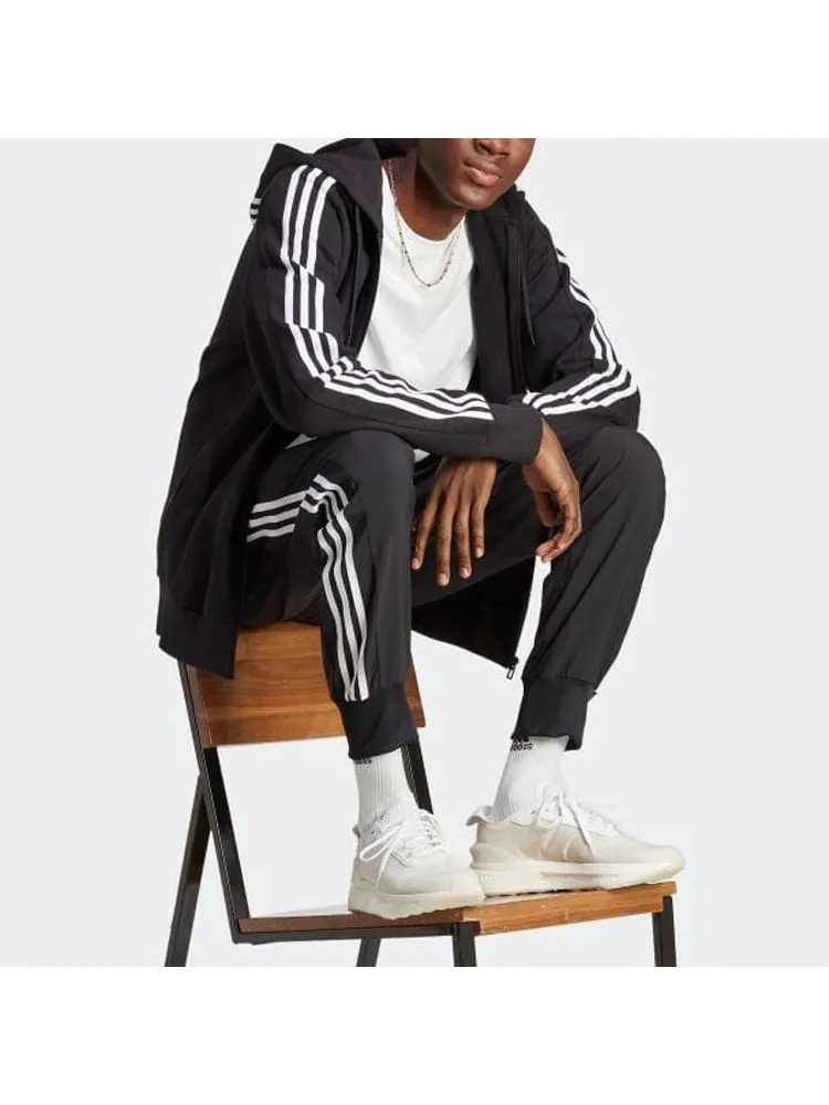 Худи adidas French Terry 3-Stripes Full-Zip Hoodie 'Black White' — изображение 4 из 4, черный