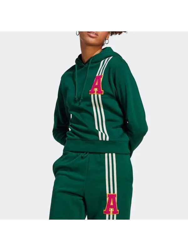 Толстовка с капюшоном оригиналы с маленьким логотипом Adidas — изображение 4 из 4, зеленый