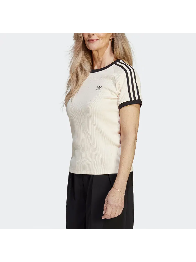 Футболка Adidas Originals 3-Stripes Slim — изображение 2 из 6, белый