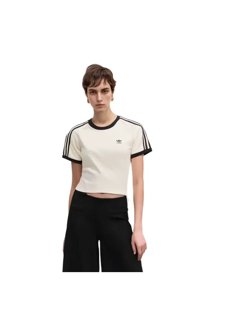 Футболка Adidas Originals 3-Stripes Slim — изображение 5 из 6, белый