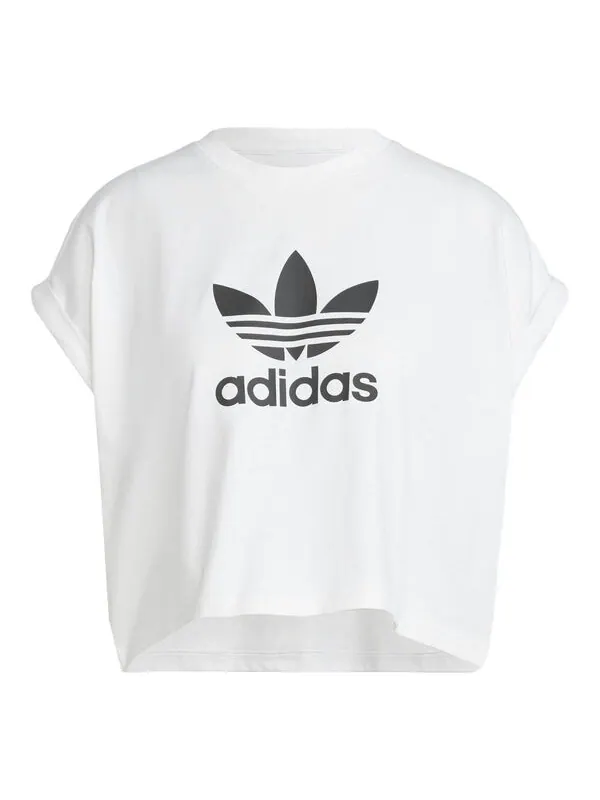Футболка adicolor classics короткая футболка с трилистником азиатские размеры Adidas — изображение 1 из 3, белый/черный