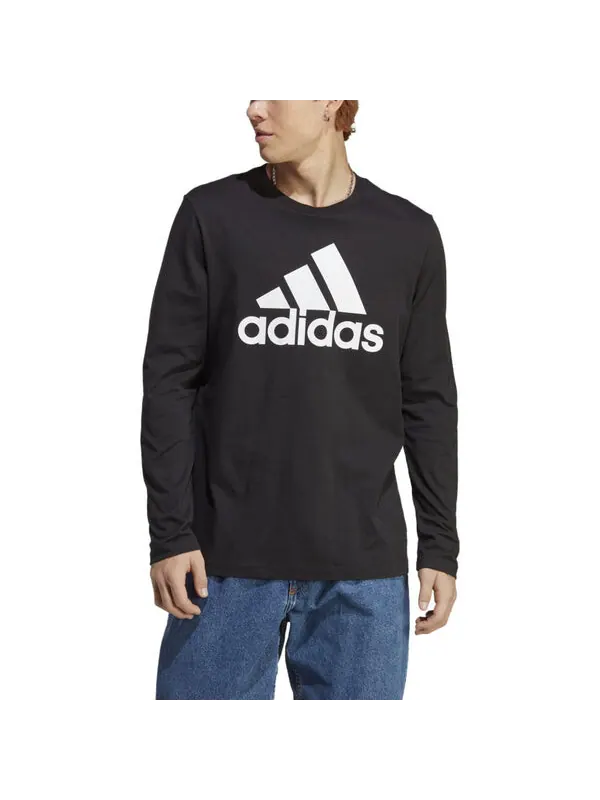 Футболка Essentials Футболка с длинным рукавом Adidas — изображение 2 из 4, черный/белый