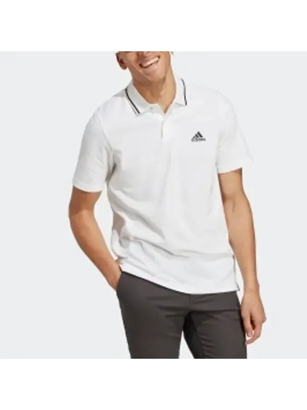 Рубашка поло Essentials piqu с маленьким логотипом Adidas — изображение 3 из 4, белый
