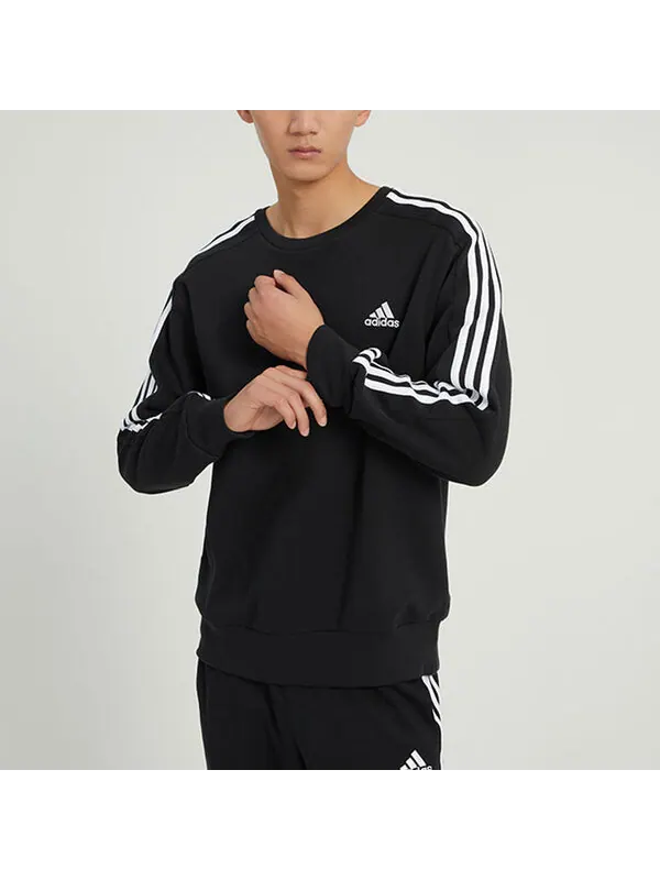 Рубашка Essentials французский трикотаж 3 полоски свитшот Adidas — изображение 4 из 4, черный