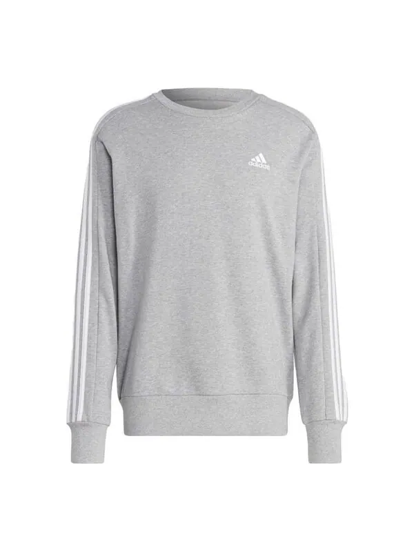 Рубашка Essentials французский трикотаж 3 полоски свитшот Adidas — изображение 1 из 4, серый/белый