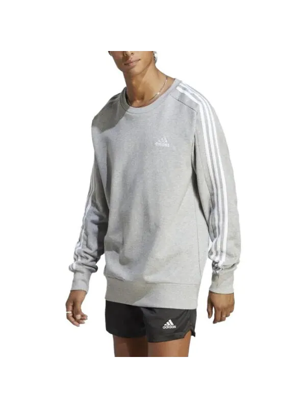 Рубашка Essentials французский трикотаж 3 полоски свитшот Adidas — изображение 4 из 4, серый/белый