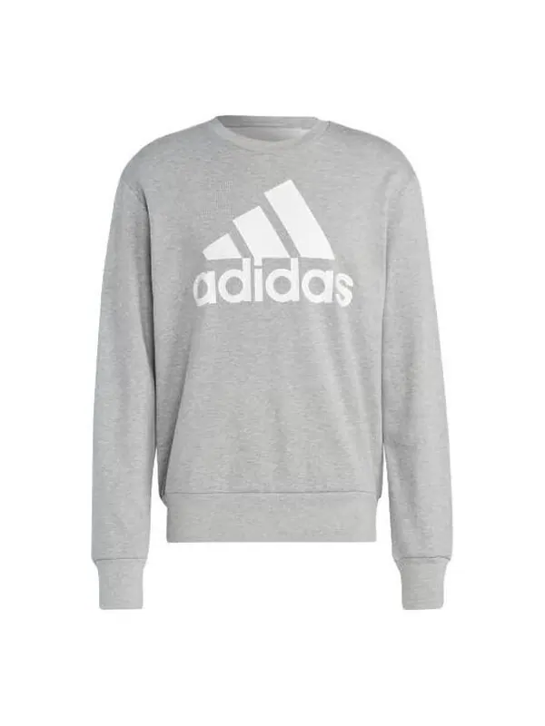 Рубашка Essentials французский трикотаж большой логотип толстовка Adidas — изображение 1 из 4, серый/белый