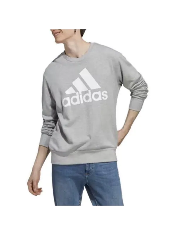 Рубашка Essentials французский трикотаж большой логотип толстовка Adidas — изображение 3 из 4, серый/белый