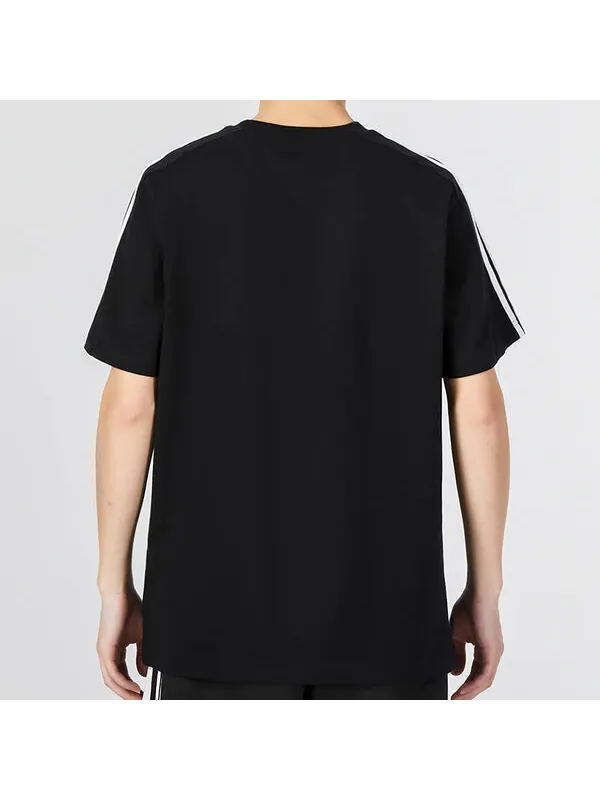 Футболка Essentials одинарная майка 3 полоски футболка Adidas — изображение 4 из 4, черный/белый