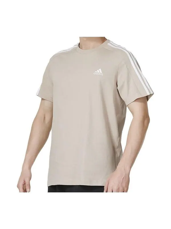 Футболка adidas Essentials Single Jersey 3-Stripes T-shirt 'Wonder Taupe' — изображение 1 из 2, белый