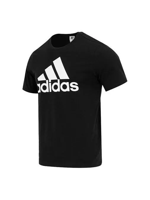 Футболка Essentials одинарный джерси большой логотип футболка Adidas — изображение 1 из 4, черный/белый