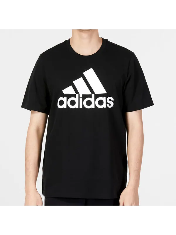 Футболка Essentials одинарный джерси большой логотип футболка Adidas — изображение 3 из 4, черный/белый