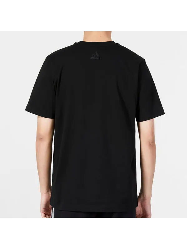 Футболка Essentials одинарный джерси большой логотип футболка Adidas — изображение 4 из 4, черный/белый