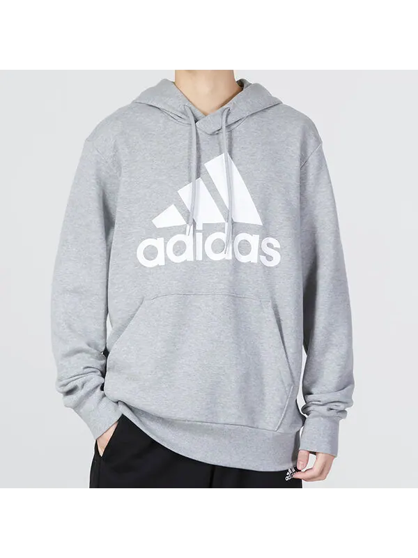 Толстовка adidas Essentials French Terry Big Logo Hoodie 'Grey' — изображение 3 из 4, серый