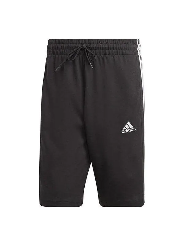 Шорты Essentials одинарный джерси шорты с 3 полосками Adidas — изображение 1 из 4, черный/белый