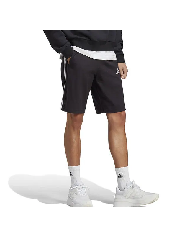 Шорты Essentials одинарный джерси шорты с 3 полосками Adidas — изображение 2 из 4, черный/белый