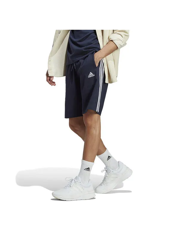 Шорты Essentials одинарный трикотаж 3 полоски шорты азиатские размеры Adidas — изображение 2 из 4, черный/белый