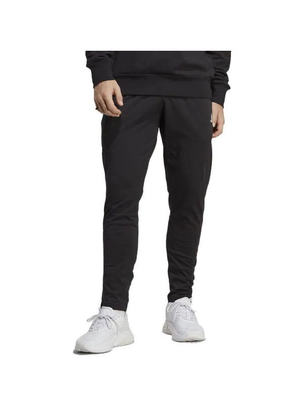 Брюки Essentials одинарный трикотажный зауженный открытый низ брюки Adidas — изображение 2 из 4, черный
