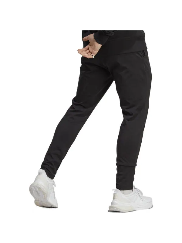 Брюки Essentials одинарный трикотажный зауженный открытый низ брюки Adidas — изображение 3 из 4, черный