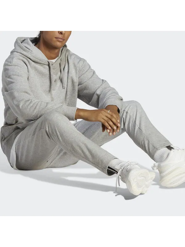 Брюки Essentials одинарный трикотажный зауженный открытый низ брюки Adidas — изображение 4 из 4, серый